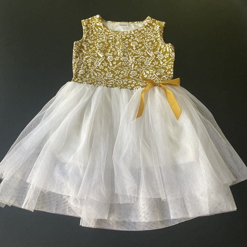 Gold and White Tank Tutu Dress